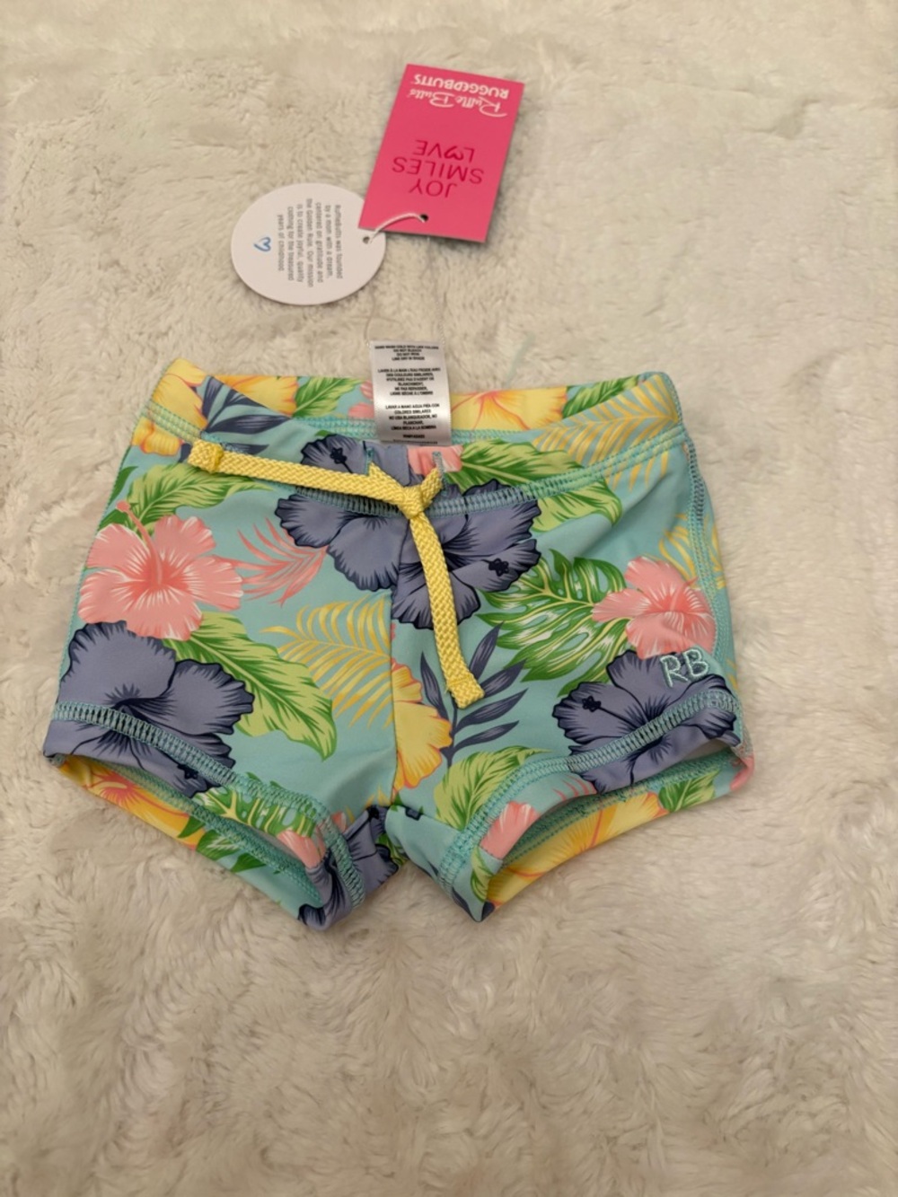 NWT - RuggedButts Aloha Blossoms Baby Boy Swim Shorties